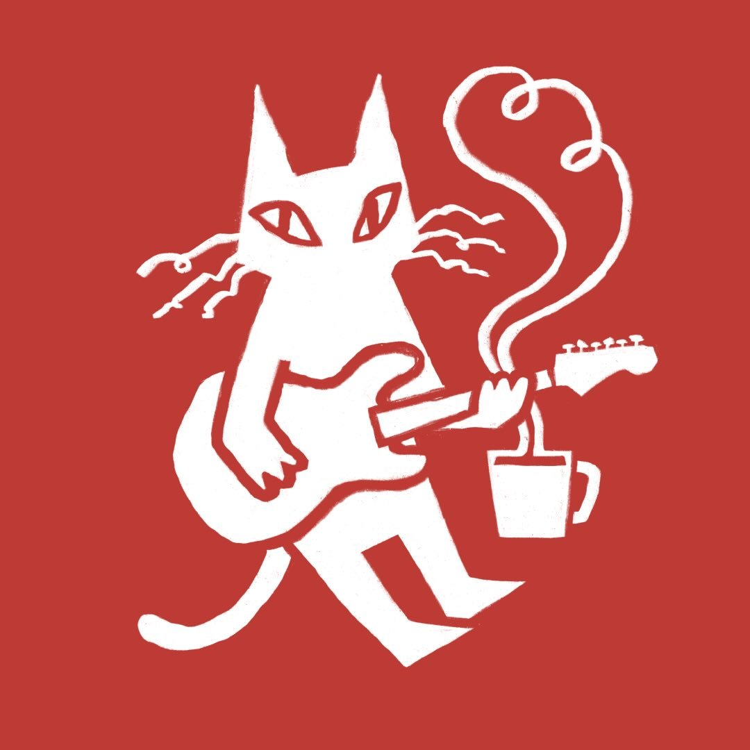 Octave's guitar-playing cat mascot